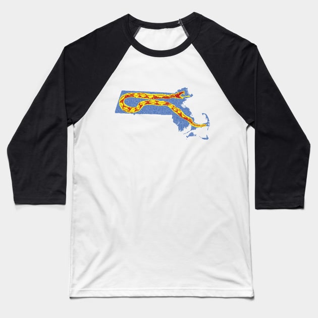 Massachusetts Gadsden snake Pattern Baseball T-Shirt by pelagio